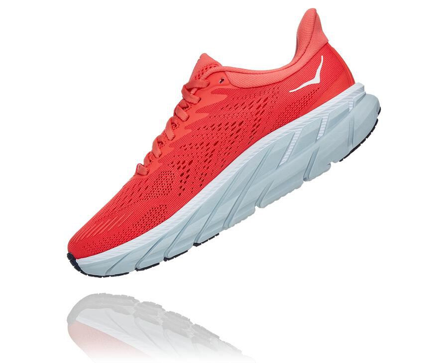 Hoka One One Koşu Ayakkabısı Kadın Kırmızı/Beyaz - Clifton 7 - EL1784359